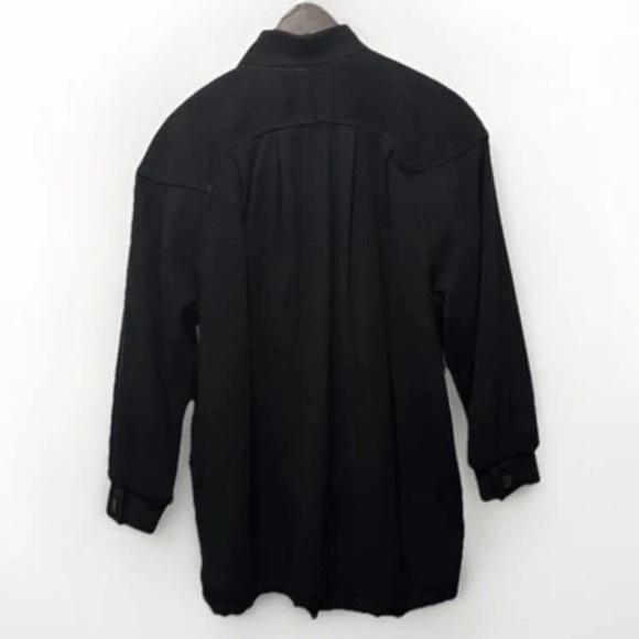 Fleet Street Wool & Suede Black 80s Jacket ~ Shoulder Pads~ Pockets~ Cinch - Picture 2 of 9